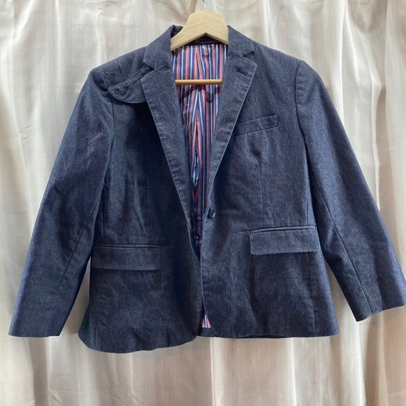 Liz Claiborne Jackets & Blazers - Liz Claiborne Denim Jacket 2 Petite Blue Striped Lined Blazer Business‎ Casual